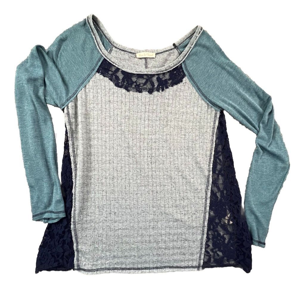 Hem & Thread Anthropology Top Long Sleeve Floral Checks Sz S Feminine Bohemian‎